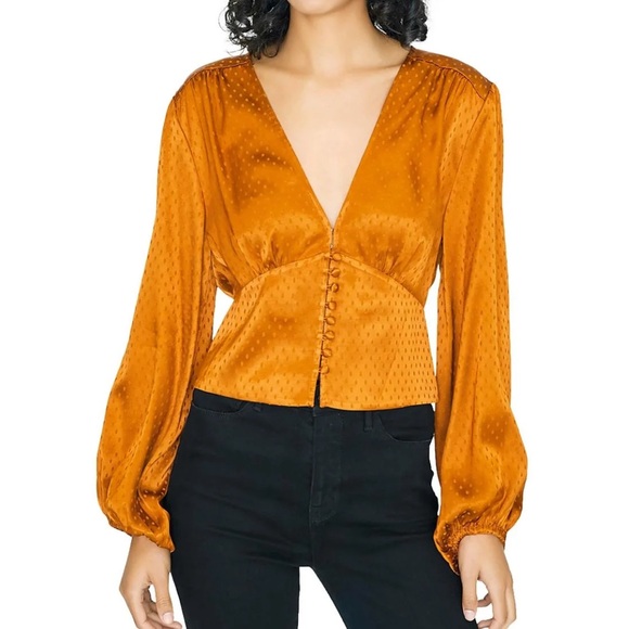 Sanctuary Burnt Orange V-Neck Blouse - Picture 1 of 4